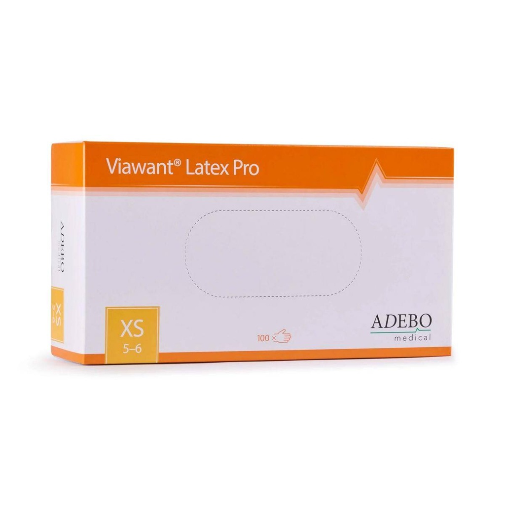 Einweghandschuhe Latex, puderfrei, weiß, "Viawant Latex Pro", 100 Stück/Box | Größe XS