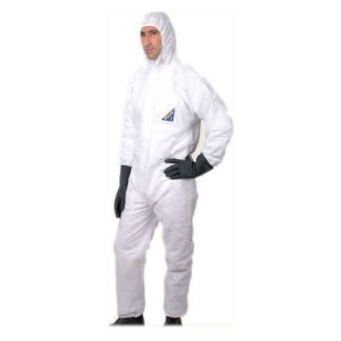 Einwegoverall "Med-Comfort® Safe Protect" - Overall CE PSA-Kat. III, Typ 5+6, mit Kapuze und Reißverschluss | weiß