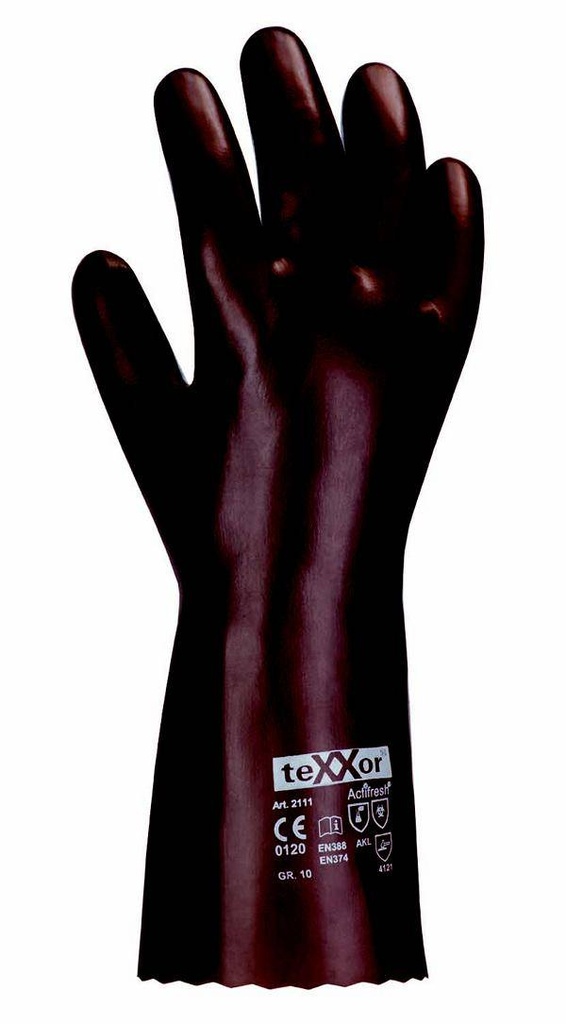 Chemikalienschutzhandschuhe aus PVC, rotbraun, ca. 45 cm lang