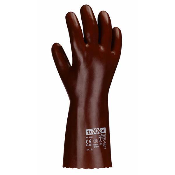 Chemikalienschutzhandschuhe aus PVC, rotbraun, ca. 60 cm lang