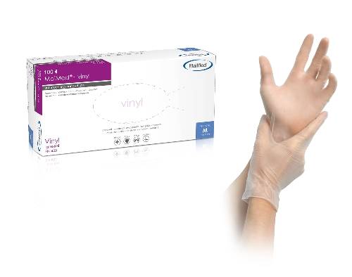 Einweghandschuhe Vinyl gepudert "MaiMed®-vinyl", transparent, 100 Stück/Box | Größe M