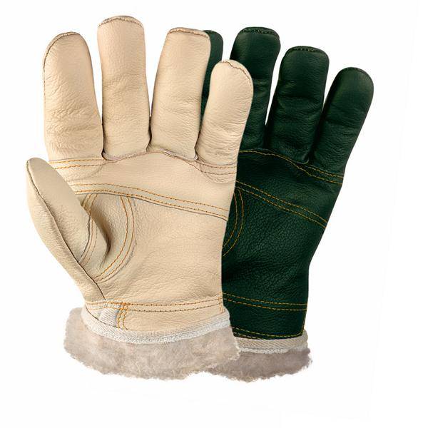 Winterhandschuh/Möbellederhandschuh, farblich sortiert, Teddyfutter (Acryl) "verstärkte" Innenhand, weißer Drell | Größe: 10