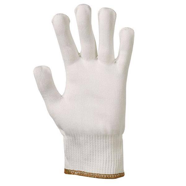 Arbeitsschutzhandschuh/Strickhandschuhe Kategorie II, schnitthemmend, optisch weiß | Größe 7 brauner Rand