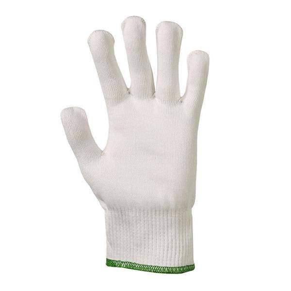 Arbeitsschutzhandschuh/Strickhandschuhe Kategorie II, schnitthemmend, optisch weiß | Größe 9 grüner Rand