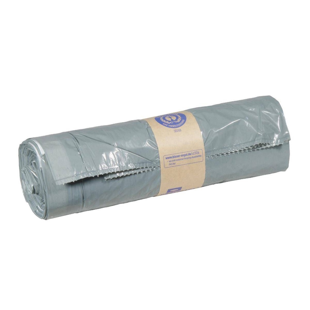 Müllbeutel 60 Liter, 30 µ, Typ 60, LDPE - Regenerat grau, 640 x 710 + 50 mm | 25 Stück/Rolle