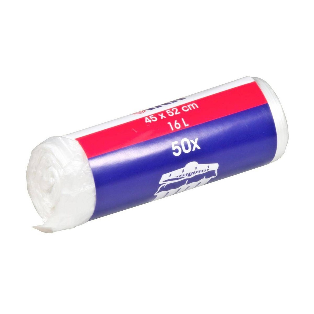 Müllbeutel 16-20 Liter, 5 µ, HDPE transparent, 450 x 520 mm | 50 Stück/Rolle