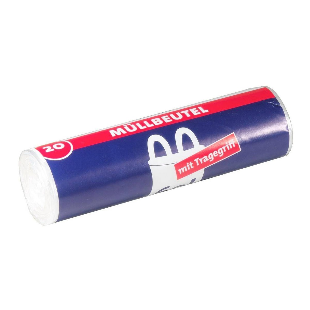 Müllbeutel 60 Liter, 8,5 µ, HDPE transparent, 650 x 800 mm | 20 Stück/Rolle