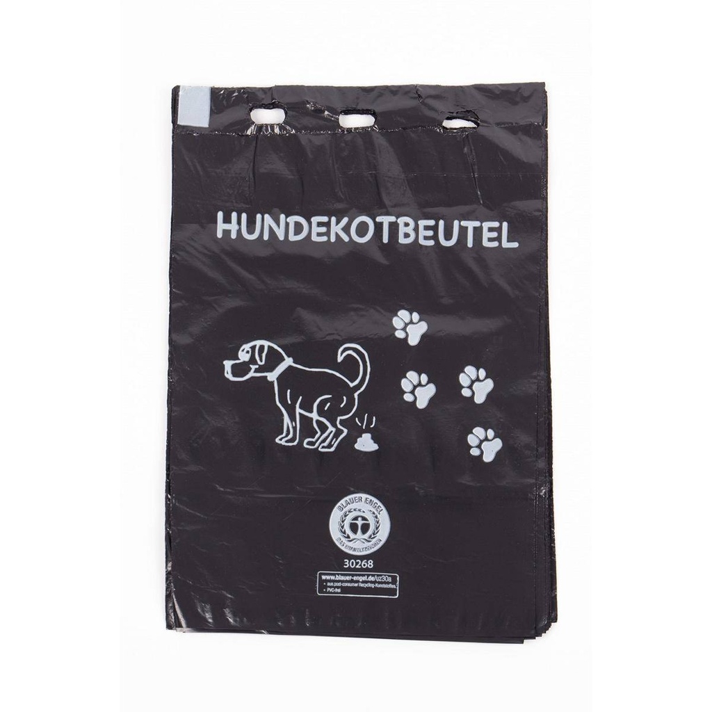 Hundekotbeutel/Müllbeutel, 20 µ, LDPE schwarz, 200 x 320 + 30 mm, geblockt | 50 Beutel