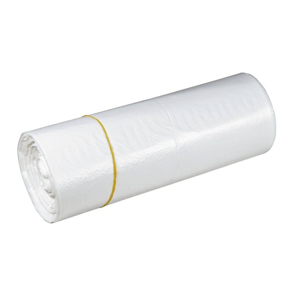 Müllbeutel 60 Liter, 8 µ, HDPE weiß, 630 x 850 mm | 40 Stück/Rolle