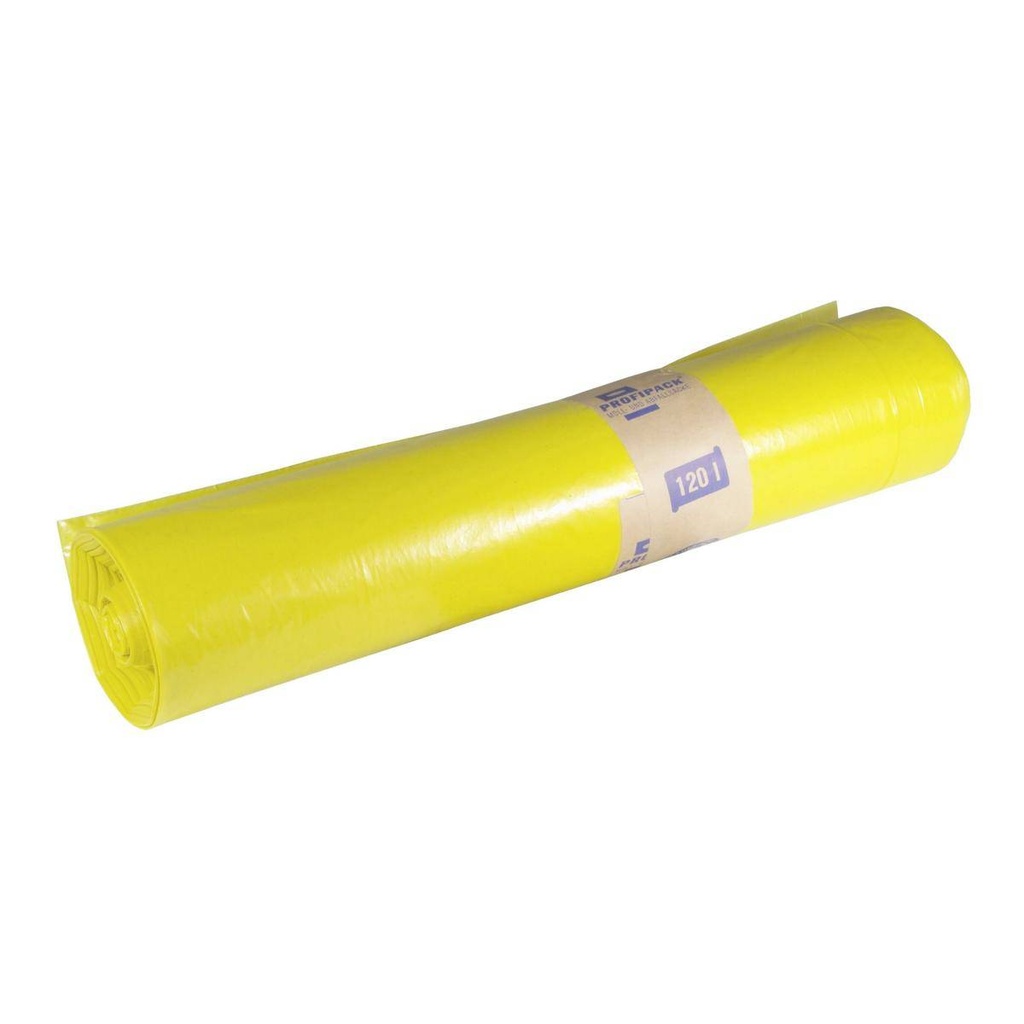 Müllsack 120 Liter, Typ 60, LDPE gelb, 700 x 1100 mm | 25 Stück/Rolle
