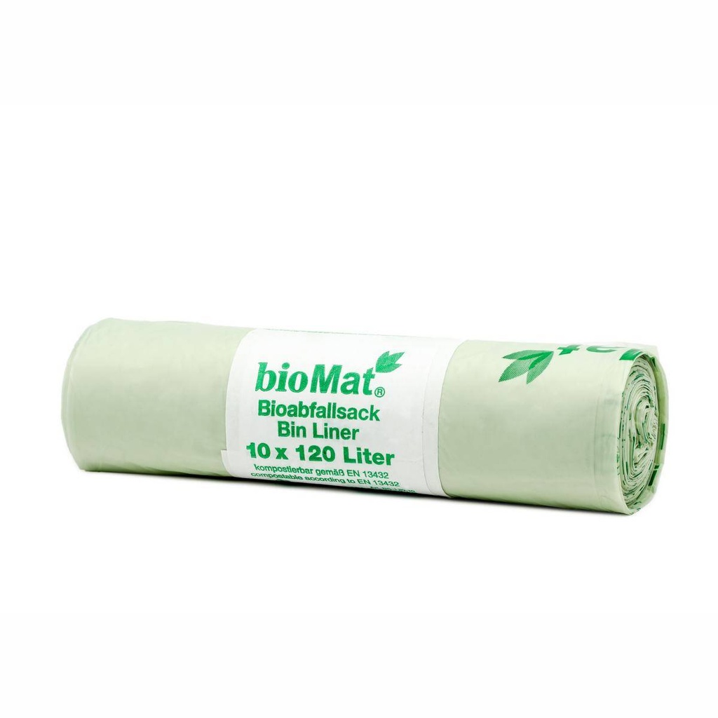 Müllsack 120 Liter, Bio-Müllsack hellgrün, 880 x 1300 mm | 10 Stück/Rolle