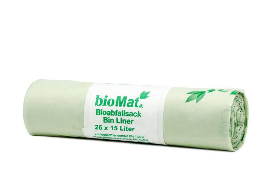 Müllbeutel 15 Liter, Bio-Müllbeutel hellgrün, 440 x 560 mm | 26 Stück/Rolle