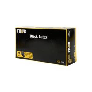 Einweghandschuhe Latex, puderfrei, "THOR Black Latex", schwarz | Größe M