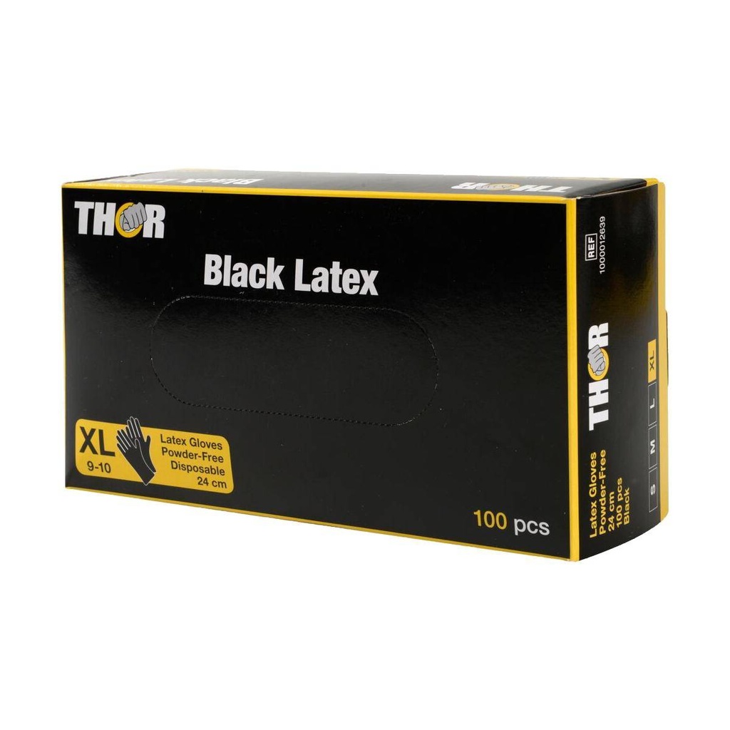 Einweghandschuhe Latex, puderfrei, "THOR Black Latex", schwarz | Größe XL