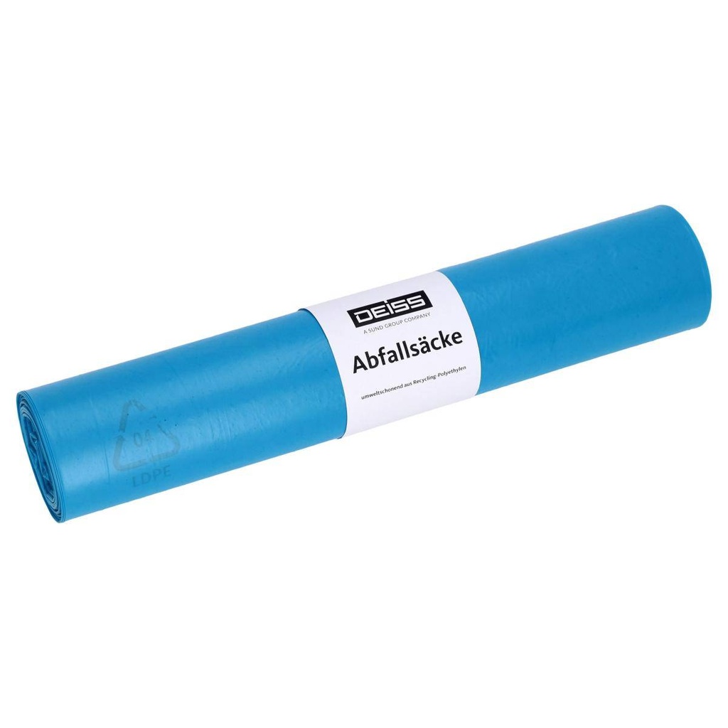 Müllsack 120 Liter, 100 µ LDPE, 100 x 1100 x 0,1 mm, blau | 10 Stück/Rolle
