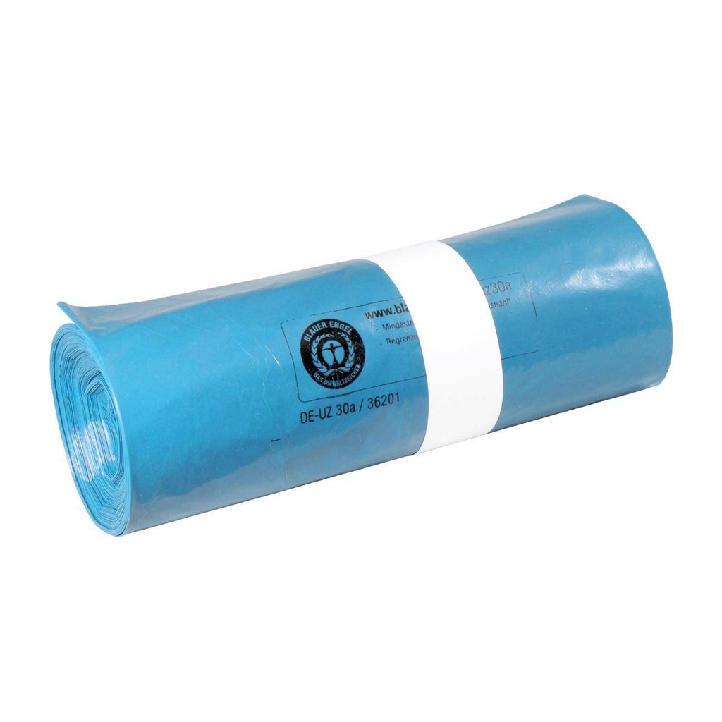 Müllsack 70 Liter, 61 µ, Typ 80, LDPE - Regenerat blau, 575 x 1000 mm | 25 Stück/Rolle