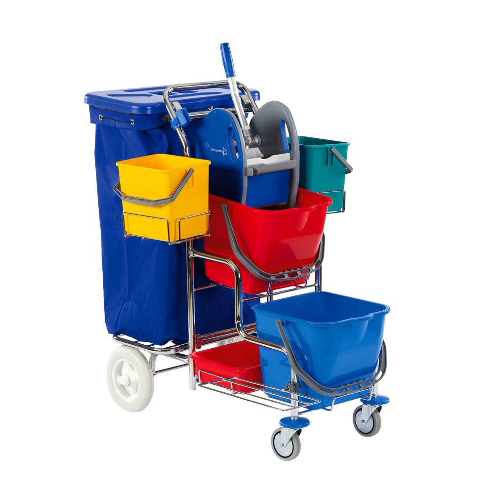 Reinigungswagen/Stufenwagen "SOLID SW 20" verchromt | 2 x 17 Liter