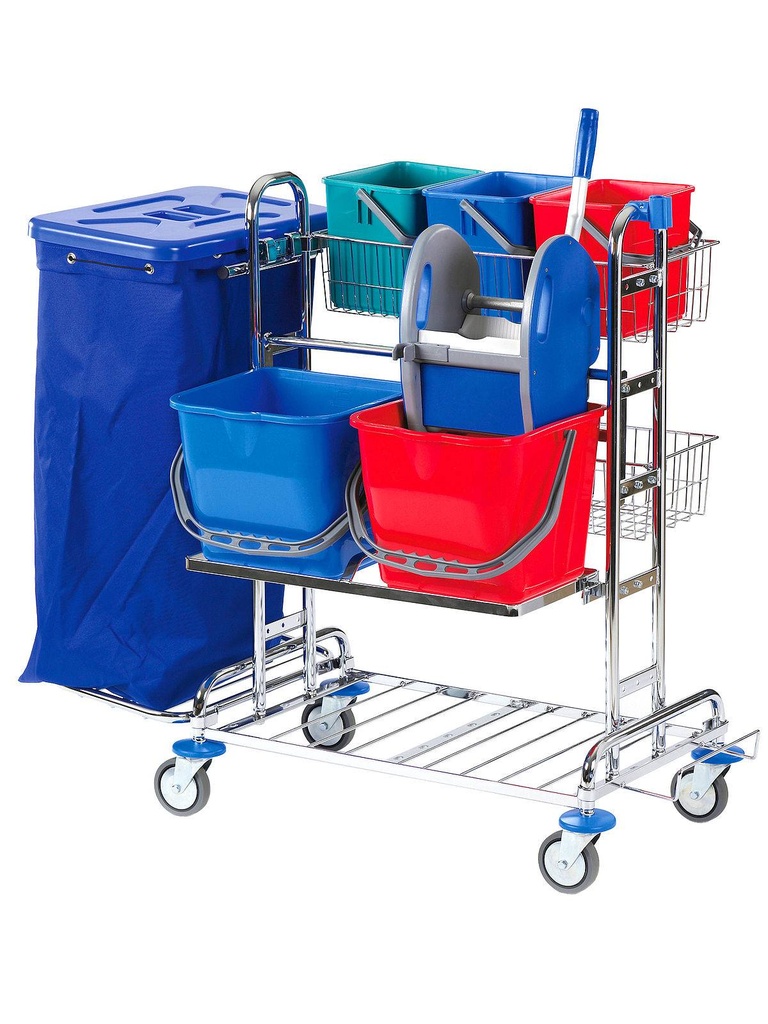Reinigungswagen RW 2T "2 TOP SOLID", verchromt | 120 Liter