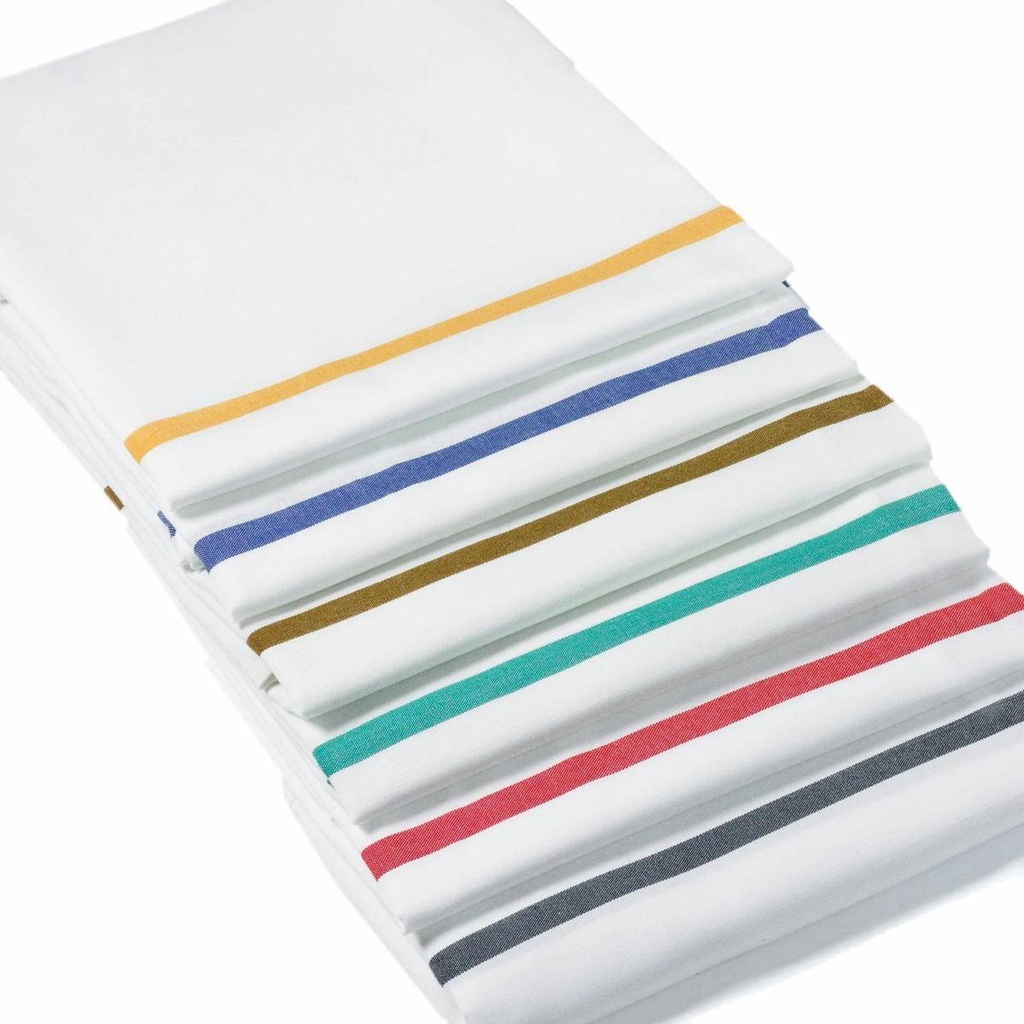 Wäschesack, selbstöffnend BWQ mit Knebel, Gewebe 100% Polyester | weiß mit Farbstreifen blau