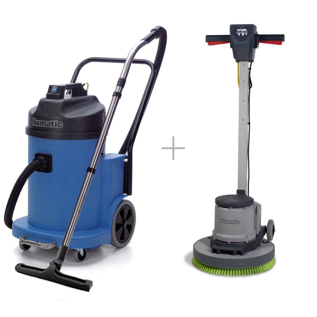 Set Numatic "ESM-Set 2", Nass/Trockensauger/Wassersauger WV900-2 + Einscheibenmaschine HFM1515G mit PadLoc-Treibteller