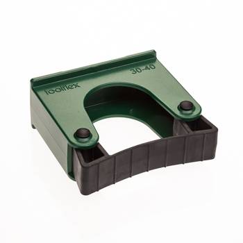 Toolflex Gerätehalterung 30 - 40 mm für Alu-Schiene | Halter grün, Gummi schwarz