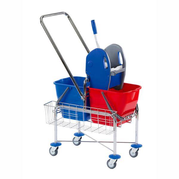 Reinigungswagen "DOFA 20 TDK" Doppelfahrwagen verchromt | 2 x 17 Liter