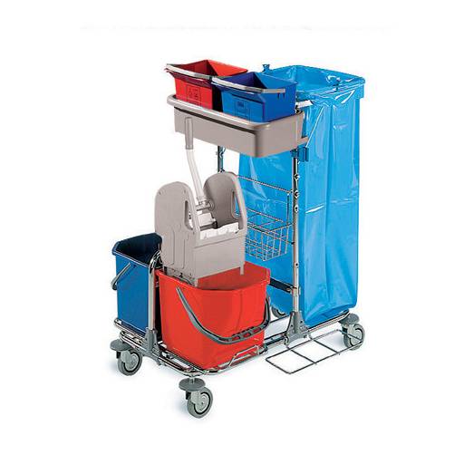 Systemwagen "Techno 01" Chromstahl-Polypropylen | 2 x 15 Liter
