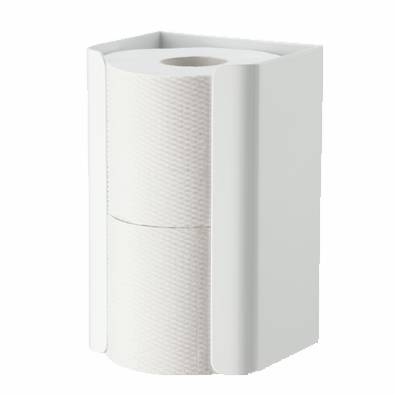 Toilettenpapier-Rollen-Ersatzrollenhalter für 2 Rollen | Aluminium weiß pulverbeschichtet