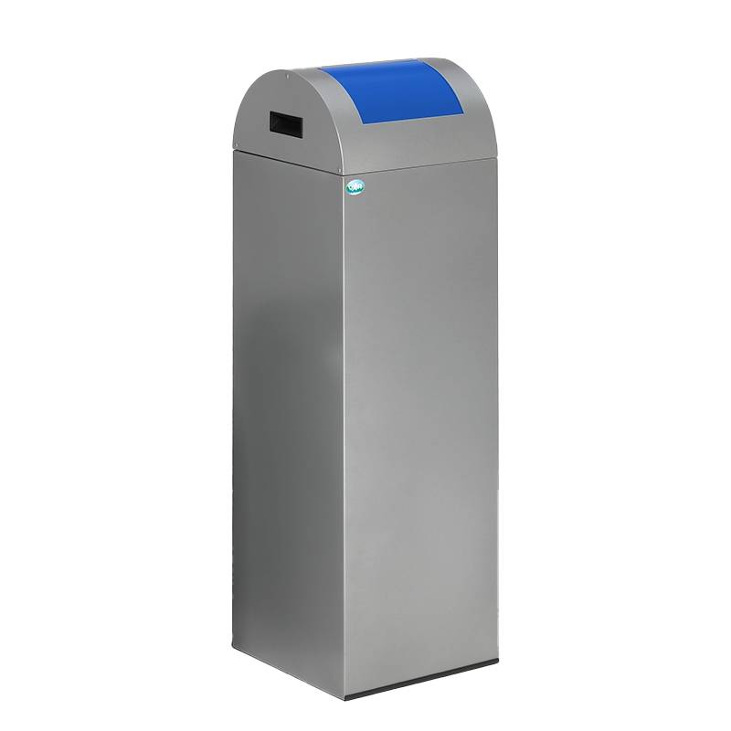 VAR® Wertstoffsammler 55R/Abfallsammler/Abfallbehälter, 60 Liter, selbstlöschend, Korpus silber | Deckelfarbe blau