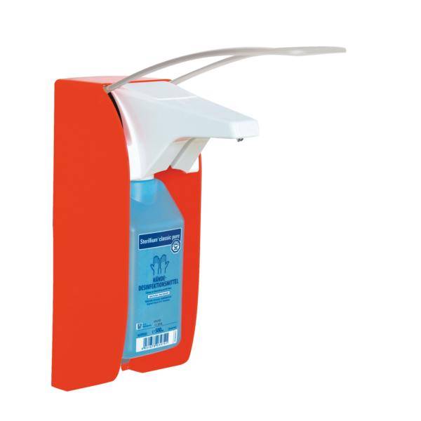 BODE Eurospender 1 plus signal rot für 350/500-ml-Flaschen, langer Armhebel (225 mm tief) | Metall