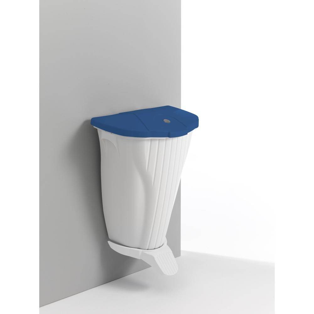 Wall-UP 50 Liter Wandabfalleimer weiß, mit weißem Pedal | mit blauem Deckel