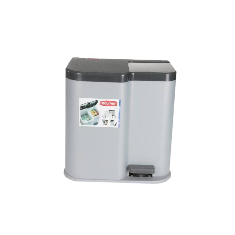 Abfallbehälter, Treteimer 15 + 7 Liter "DUO-PEDAL/BIN" | grau