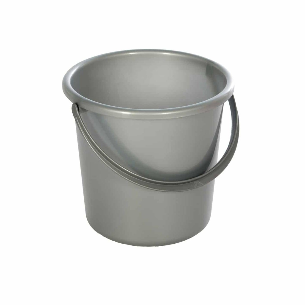 Eimer rund 10 Liter, Universaleimer mit Kunststoffhenkel | Farben: silber