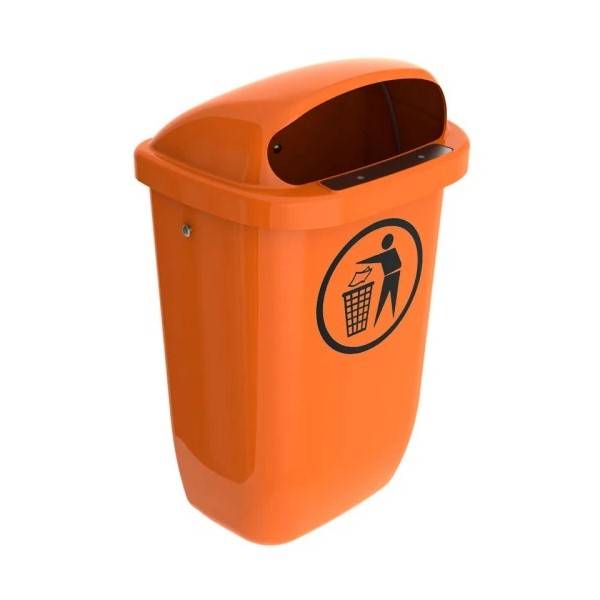 Abfallbehälter/Außenabfallsammler nach DIN PK, 50 Liter | orange