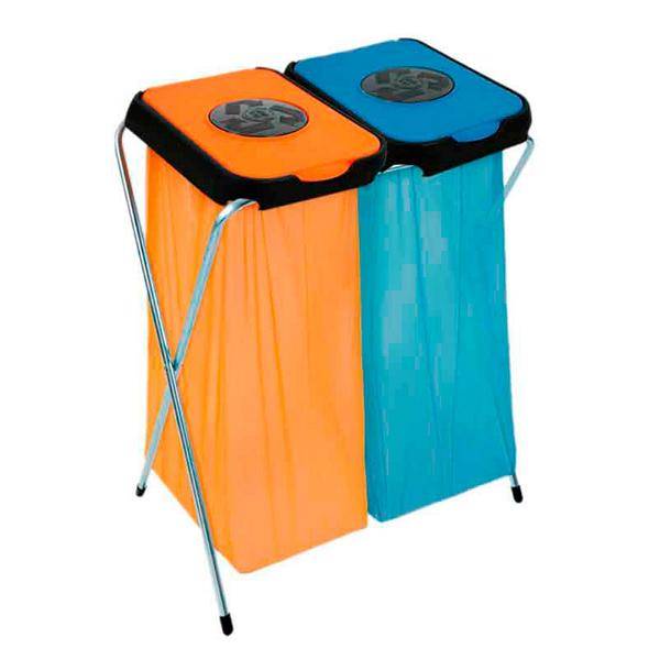 Abfallsammler, Müllsackständer "EKOthinks 2" | blau, orange
