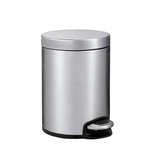 Abfallbehälter, Treteimer 5 Liter, "Serene" Metal, rund | matt edelstahl