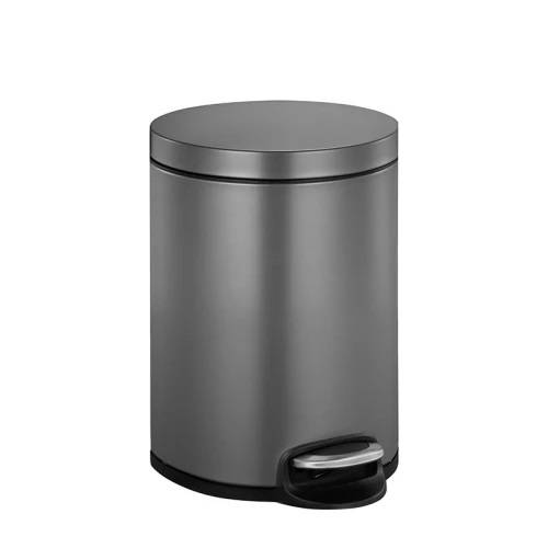 Abfallbehälter, Treteimer 5 Liter, "Serene" Metal, rund | platin