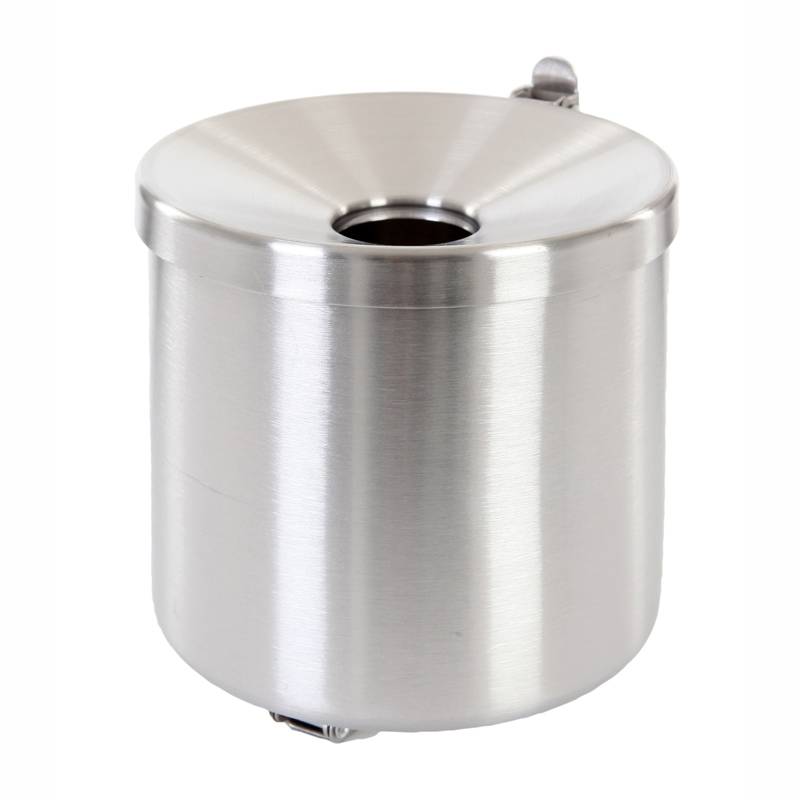 Aschenbecher, Wandaschenbecher mit Deckel, Metall, 16 cm, Ø 16 cm | Edelstahl