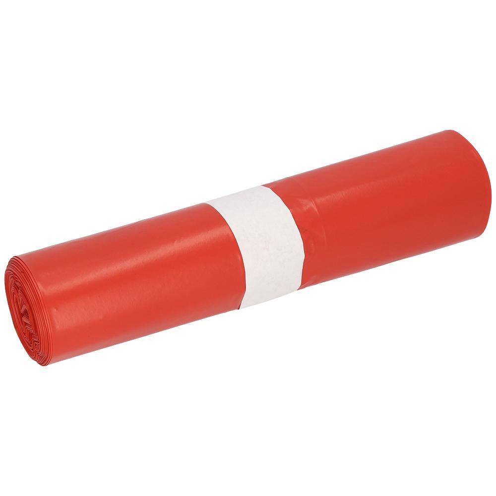 Müllbeutel 35 Liter, 51 µ, LDPE rot, 300 x 250 x 600 mm | 25 Stück/Rolle