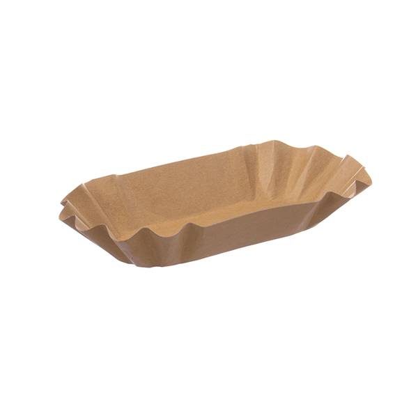Pappschalen oval, braun, 11 cm x 19,5 cm x 3,2 cm | 250 Stück