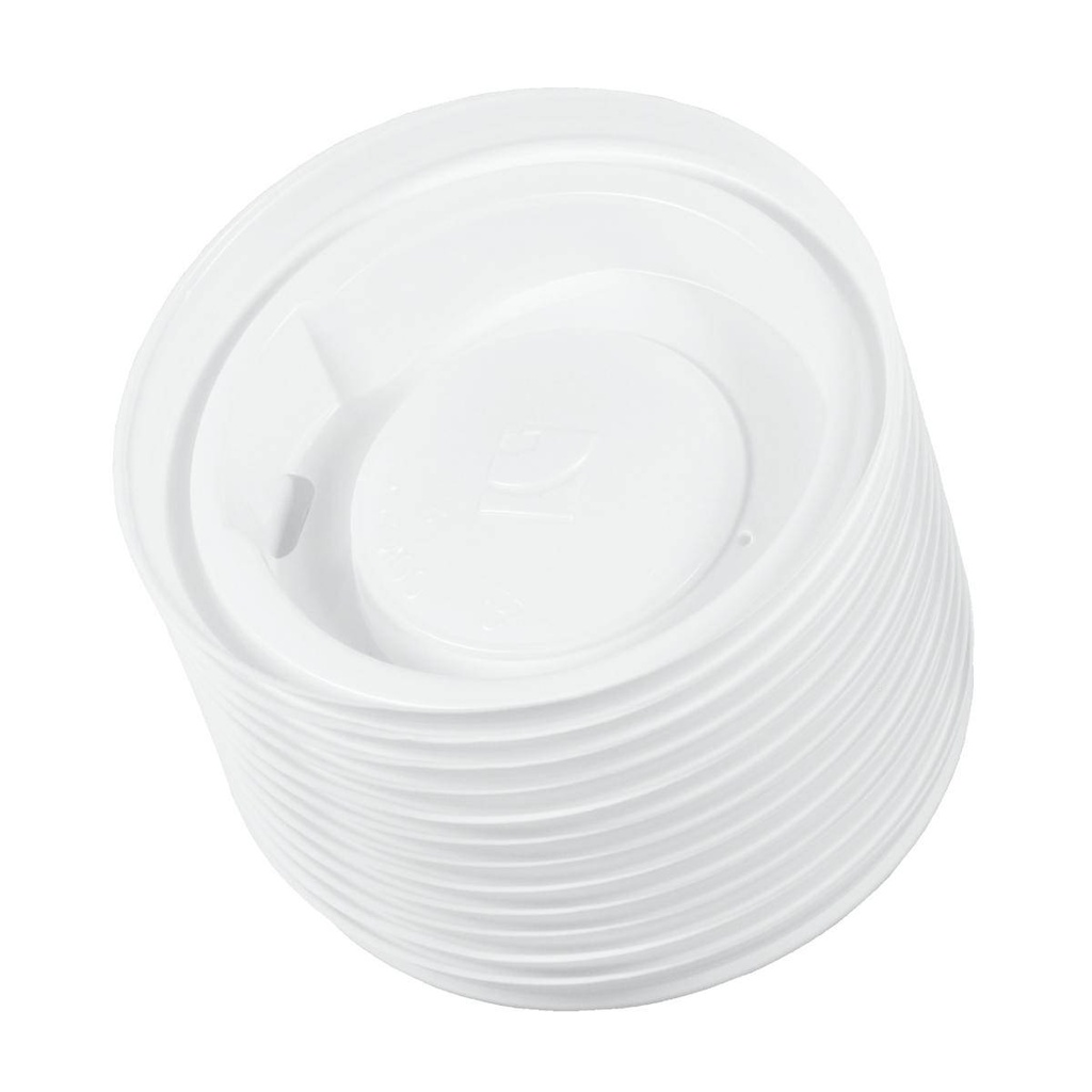 Deckel mit Trinkloch ( 8/10oz, Ø 80 mm),PS Kunststoff, für Coffee-Cups, weiß | 100 Stück
