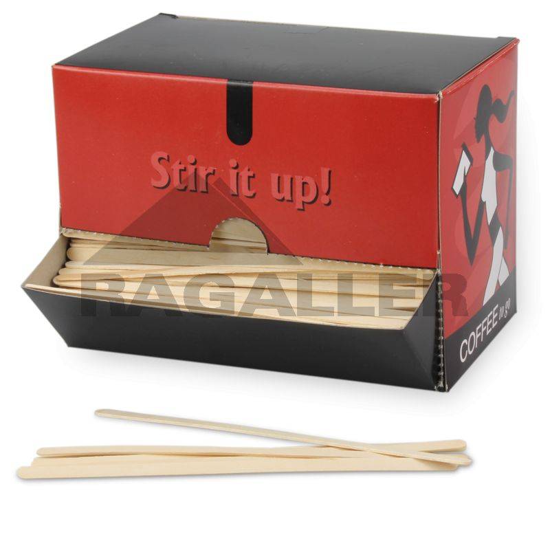 Rührstäbchen Holz 140 mm, in Spender-Box | 1.000 Stück