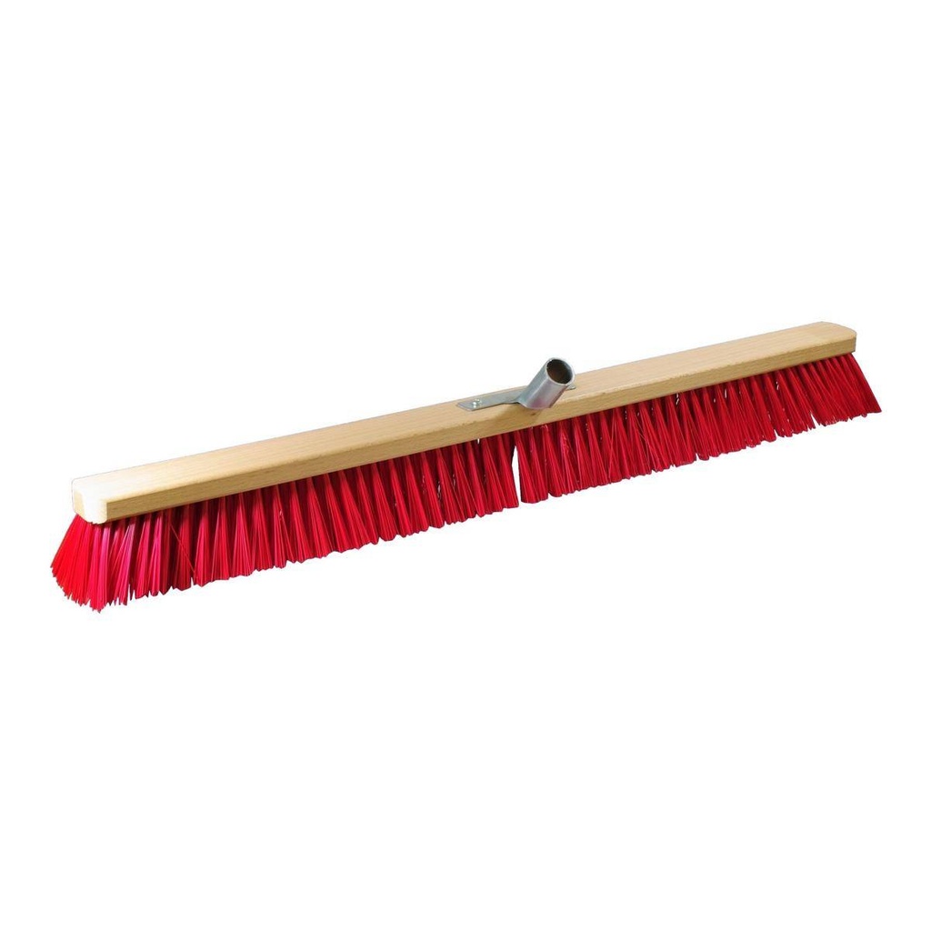 Straßenbesen 80 cm mit Stielhalter | rote PVC-Borsten