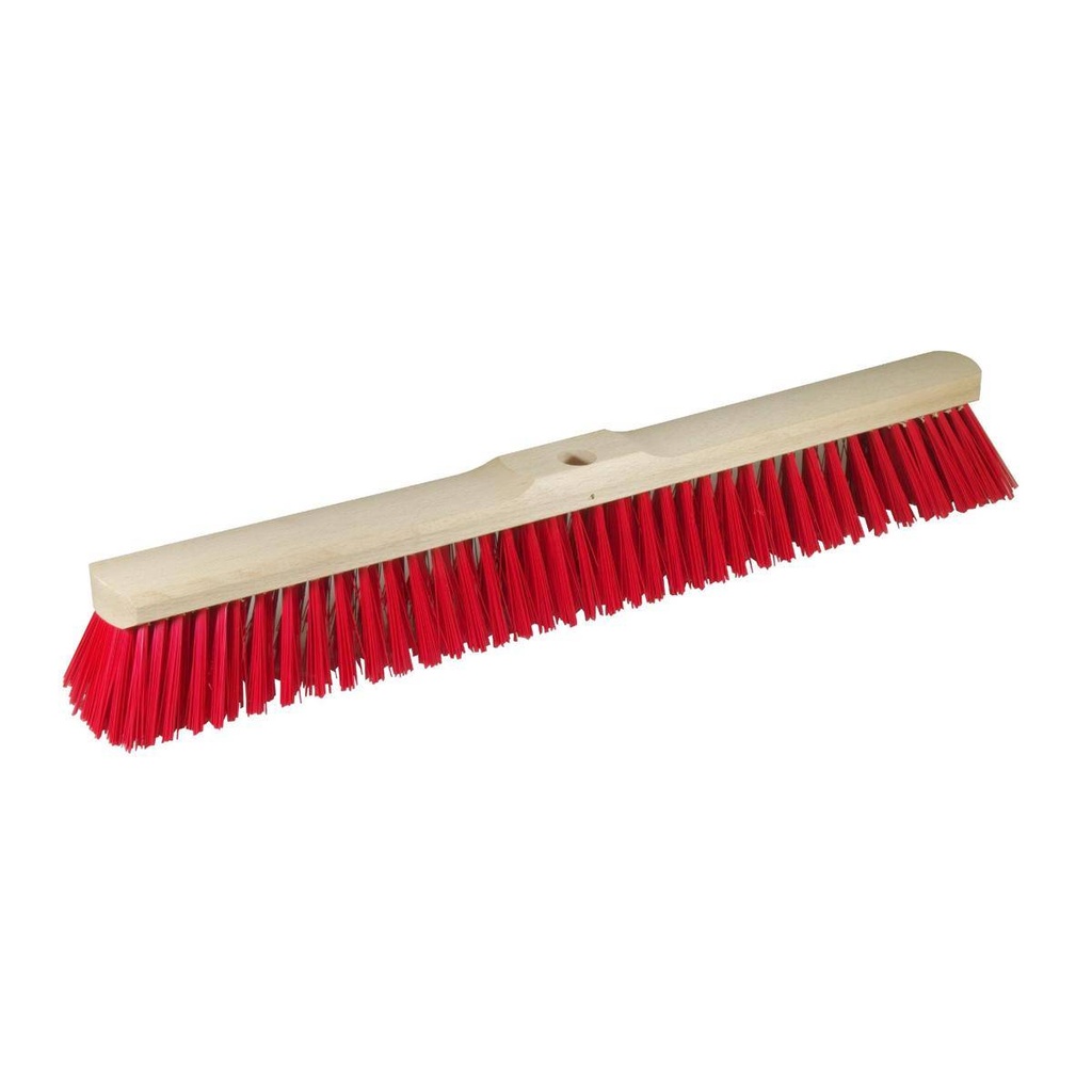 Straßenbesen 60 cm mit Stielloch | rote PVC-Borsten