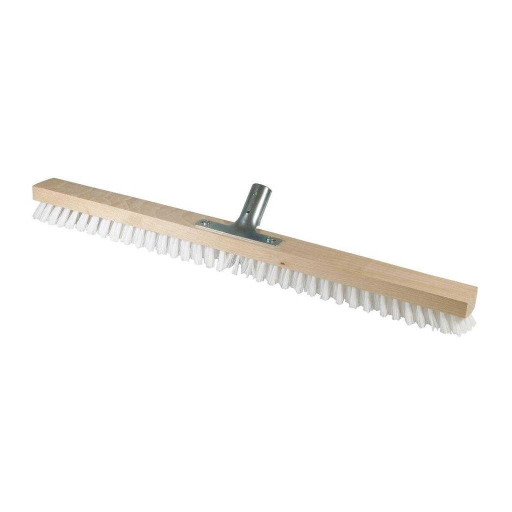 Schrubber 60 cm, Körper: Holz unlackiert, Borsten: Polypropylen (PPN) weiß | mit Metallstielhalter