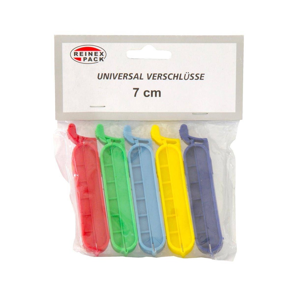 REINEX PACK Verschlussclips, farbig gemischt, 7,0 cm | 5 Stück