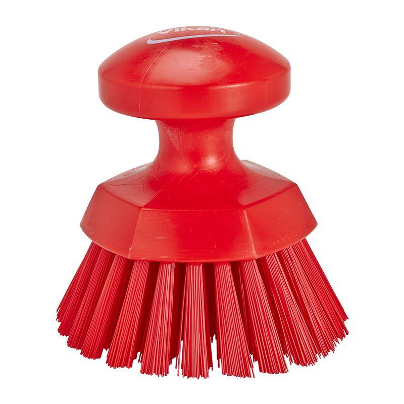 Handbürste "Vikan" rund, Borsten 44 mm hart, Ø 11 cm | rot