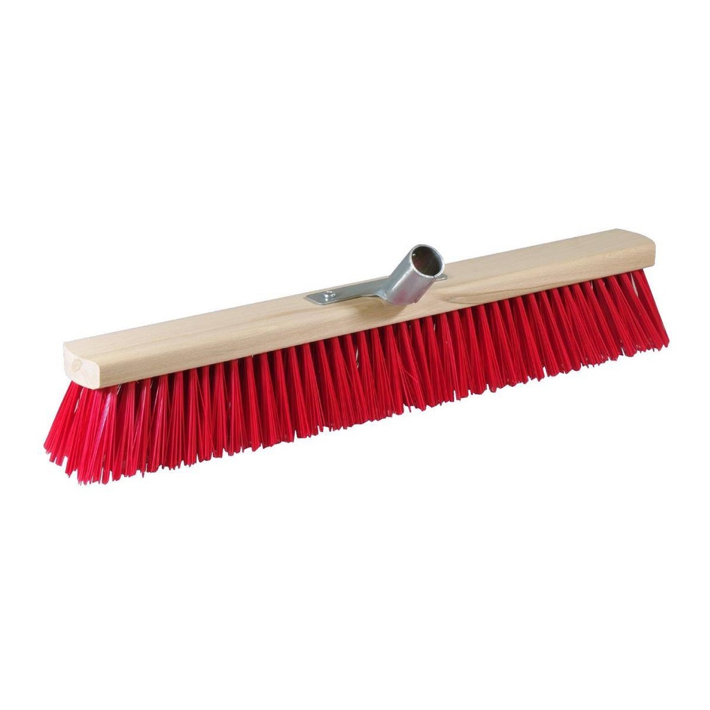 Straßenbesen 50 cm mit Metall-Stielhalter | rote PVC-Borsten