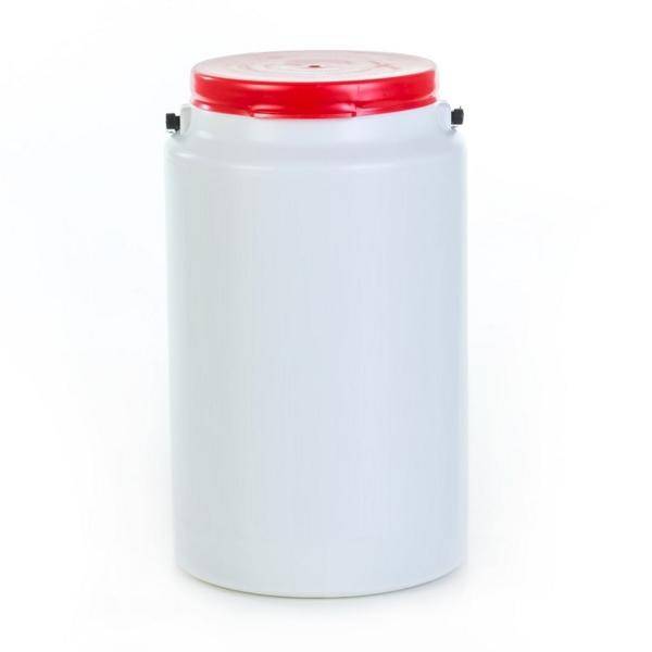 Leerflasche, Weithalsflasche 3 Liter, weiß, mit Deckel und Henkel