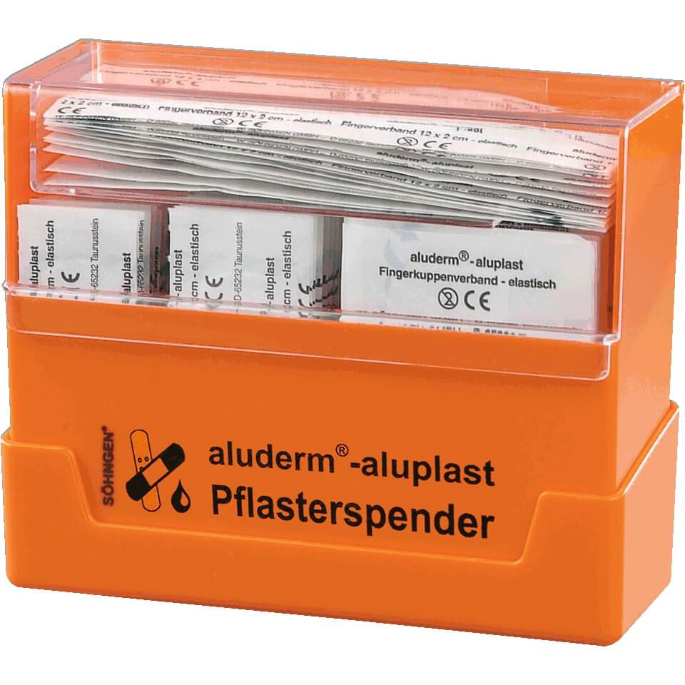 SÖHNGEN aluderm®-aluplast Pflasterspender Erwachsene | orange